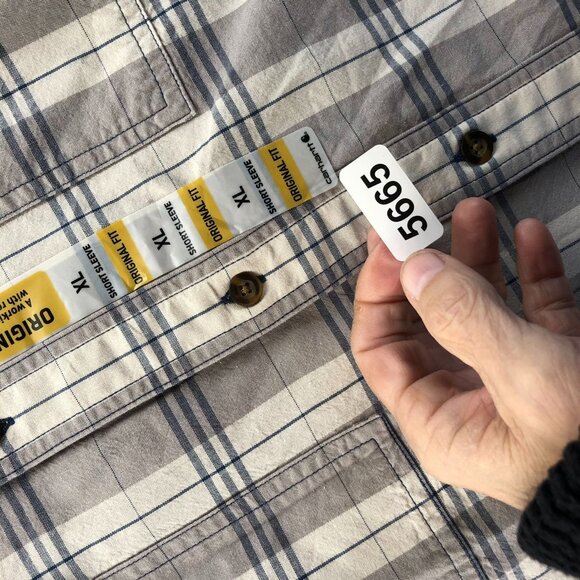 NWT Carhartt Mens Work Shirt XL Plaid Short Sleeve Button-Up Outdoors Gray - Picture 16 of 16